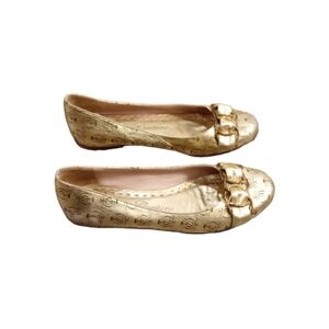 Juicy Couture Metallic Gold Logo Shiny Y2K Shoes Size 8.5